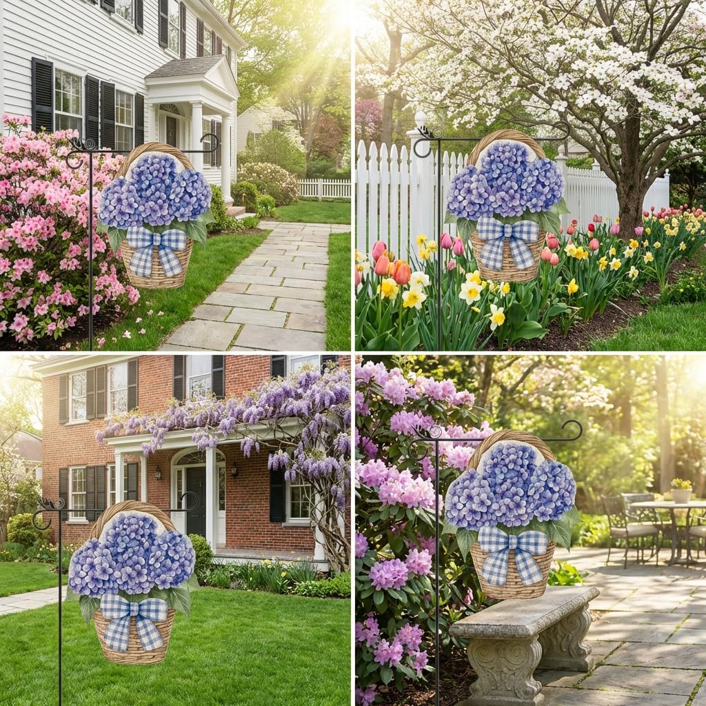GPGHE Hydrangea flag daylight vibrant print enhances outdoor curb appeal