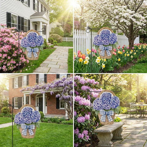 GPGHE Hydrangea flag daylight vibrant print enhances outdoor curb appeal