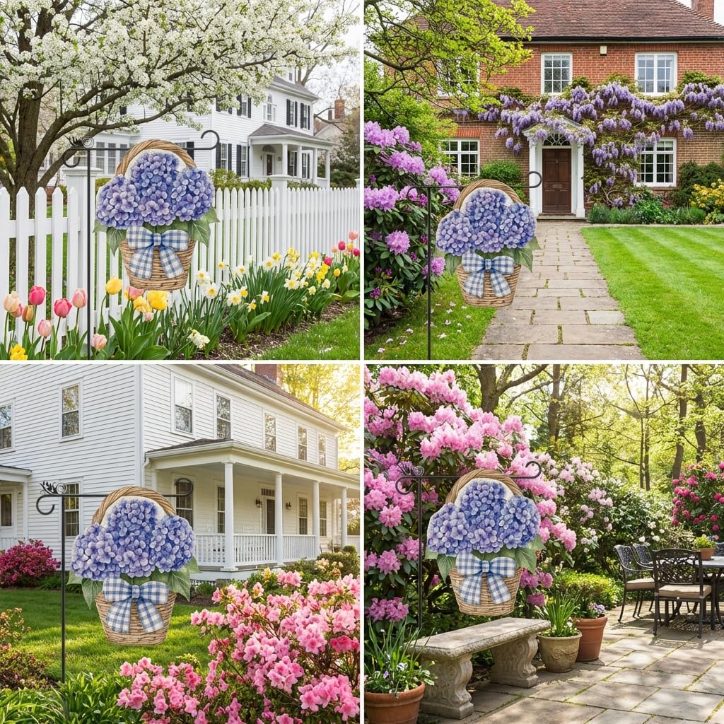 GPGHE Hydrangea flag garden setup ready for welcoming guests
