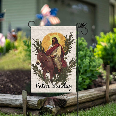 GPGHE Palm Sunday garden flag double-sided print with vivid year-round imagery.