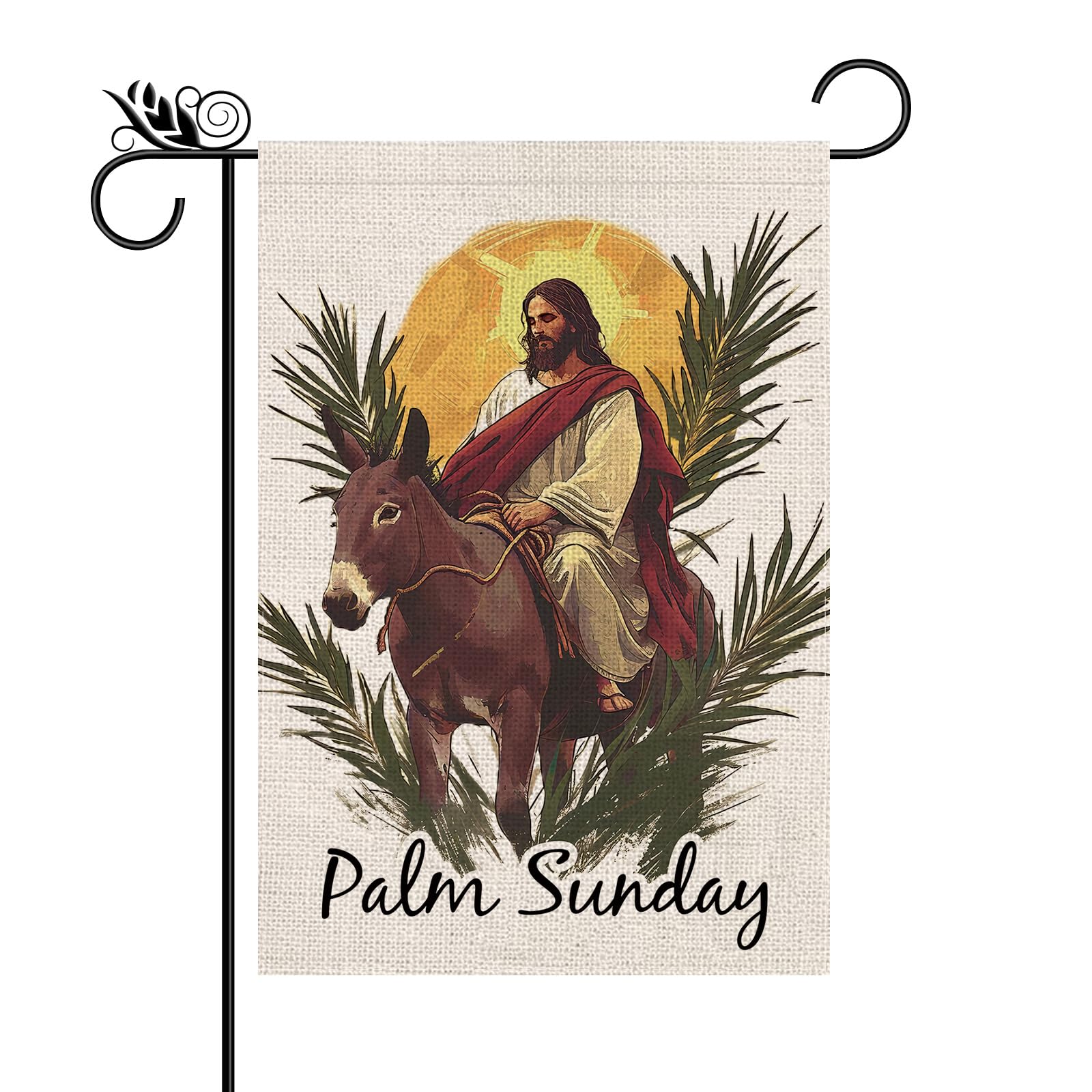 GPGHE Palm Sunday garden flag front view with vibrant, durable print for outdoor display.