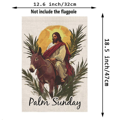 GPGHE Palm Sunday garden flag side view shows double-sided readability for outdoor use.