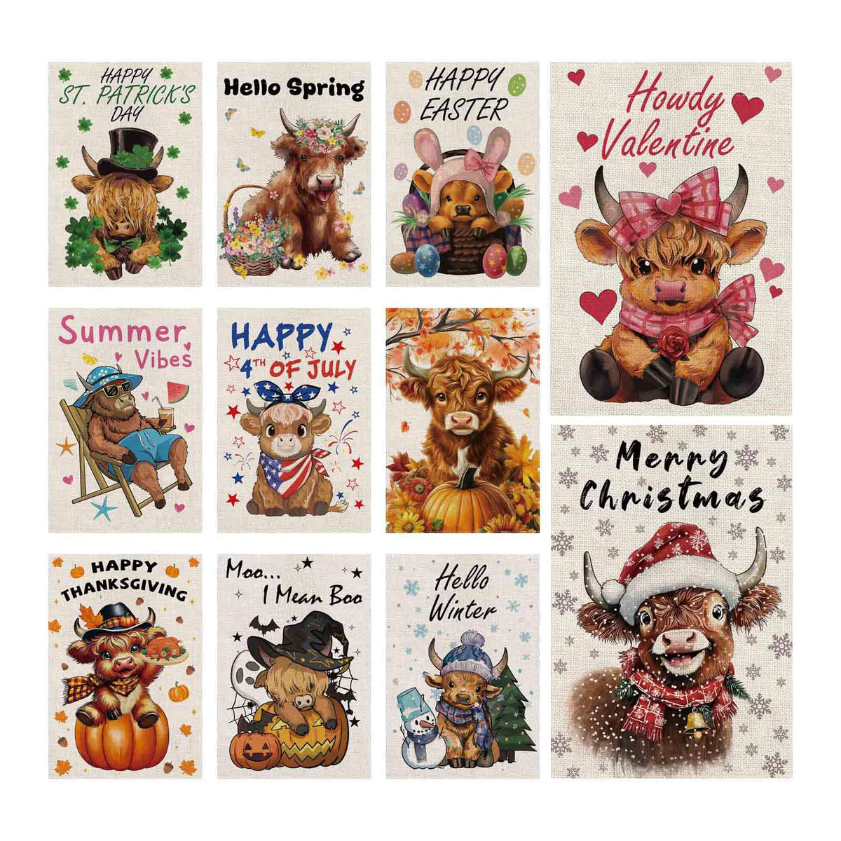 GPGHE Highland Cow garden flag with double-sided design adds festive charm to your yard