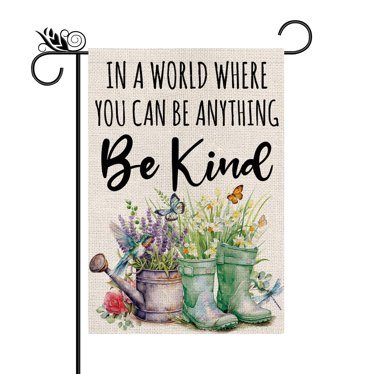 GPGHE Be Kind garden flag vertical left, weatherproof outdoor decor for curb appeal.