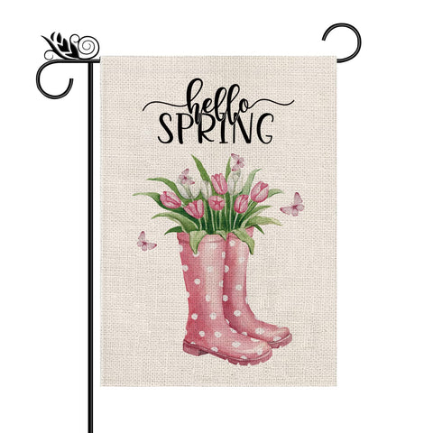 GPGHE Spring Garden Flag tulips front view shows double-sided design for outdoor decor