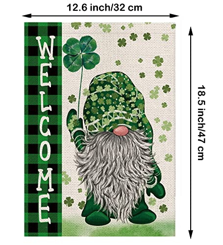 Shamrock motif close-up on durable burlap print.