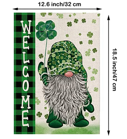 Shamrock motif close-up on durable burlap print.