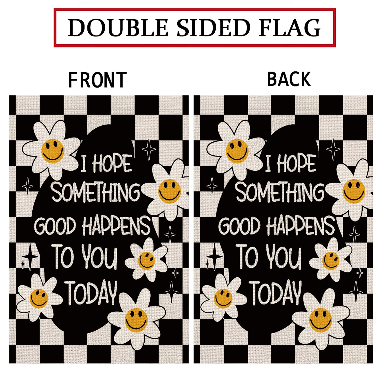 GPGHE vintage smile daisy flag—UV-resistant design brightening yards.
