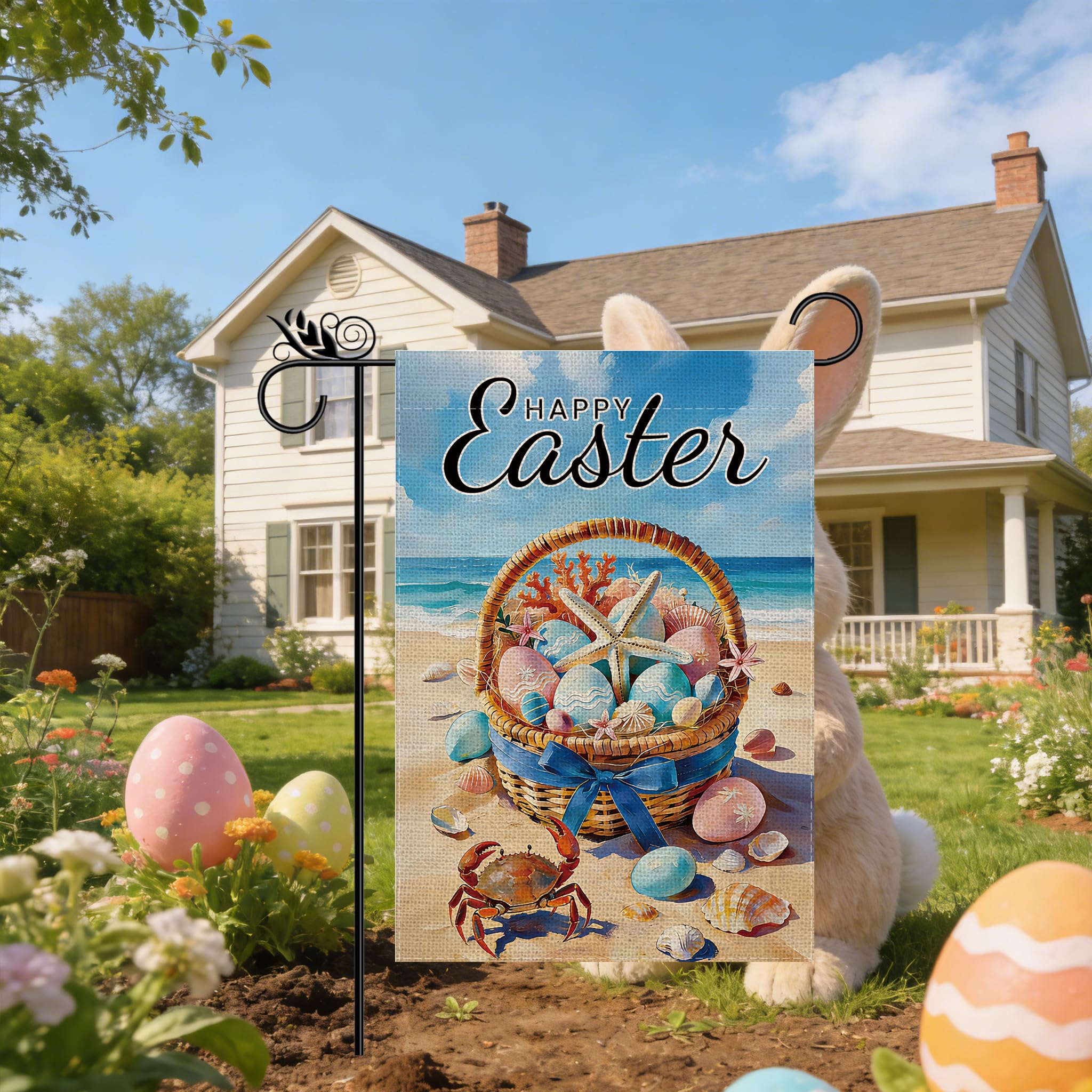 GPGHE Weather-resistant Easter flag withstands sun and rain