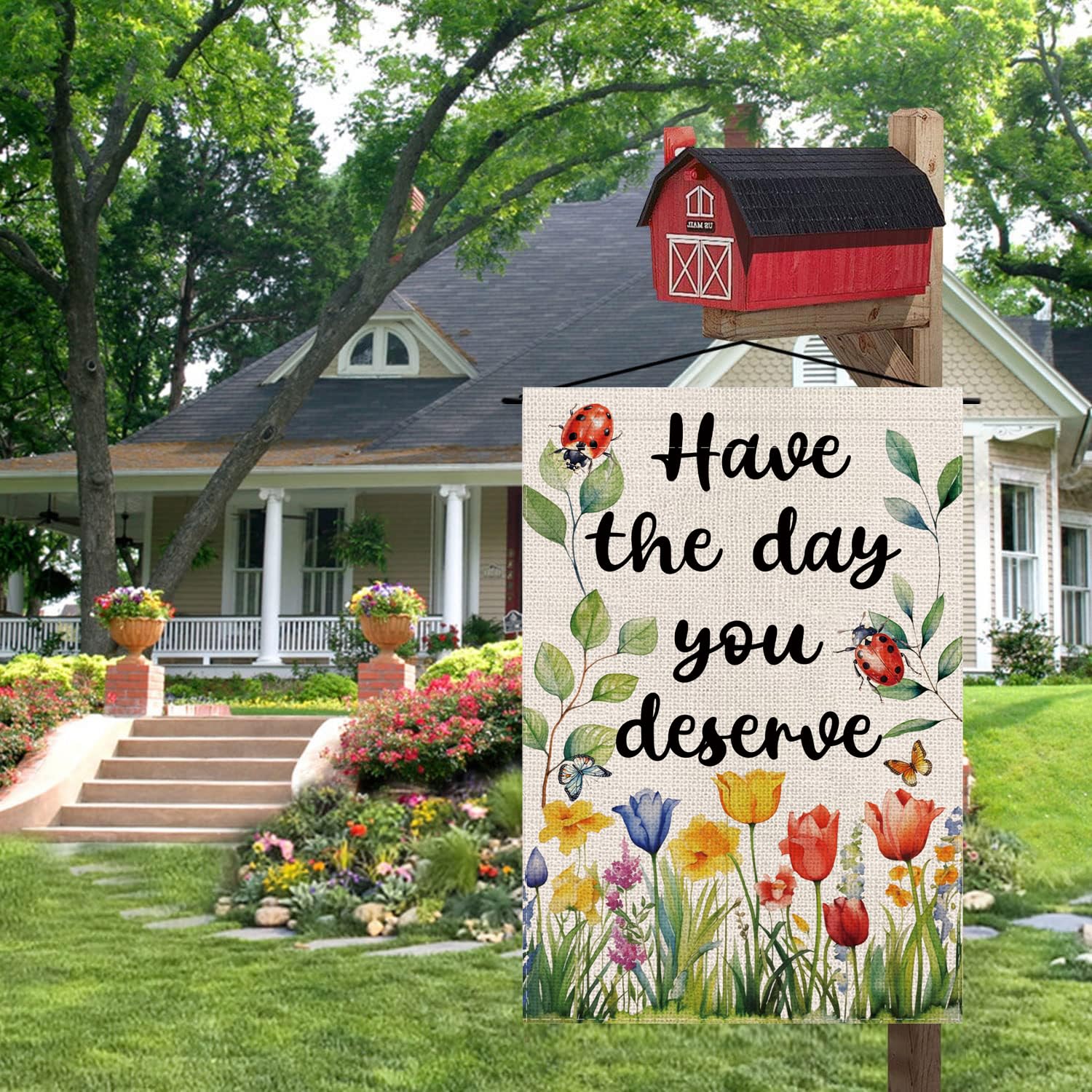 GPGHE Welcome decor flag for garden, yard, patio, or doorstep.