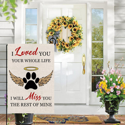 GPGHE welcome yard flag, dog paw motif; durable use on porch or balcony.