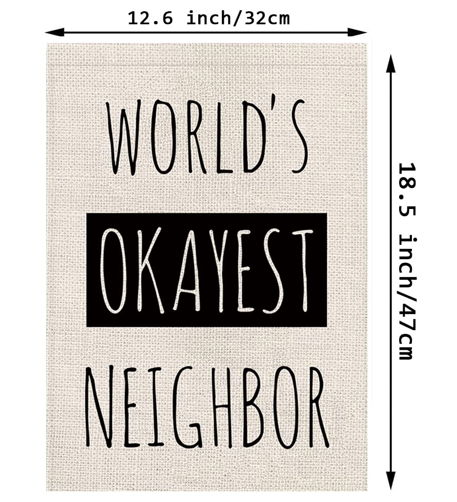 GPGHE World's Okayest Neighbor flag back rainbow view, double-sided display.