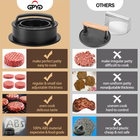 GPYG bottom base large for big or stuffed patties with even thickness.