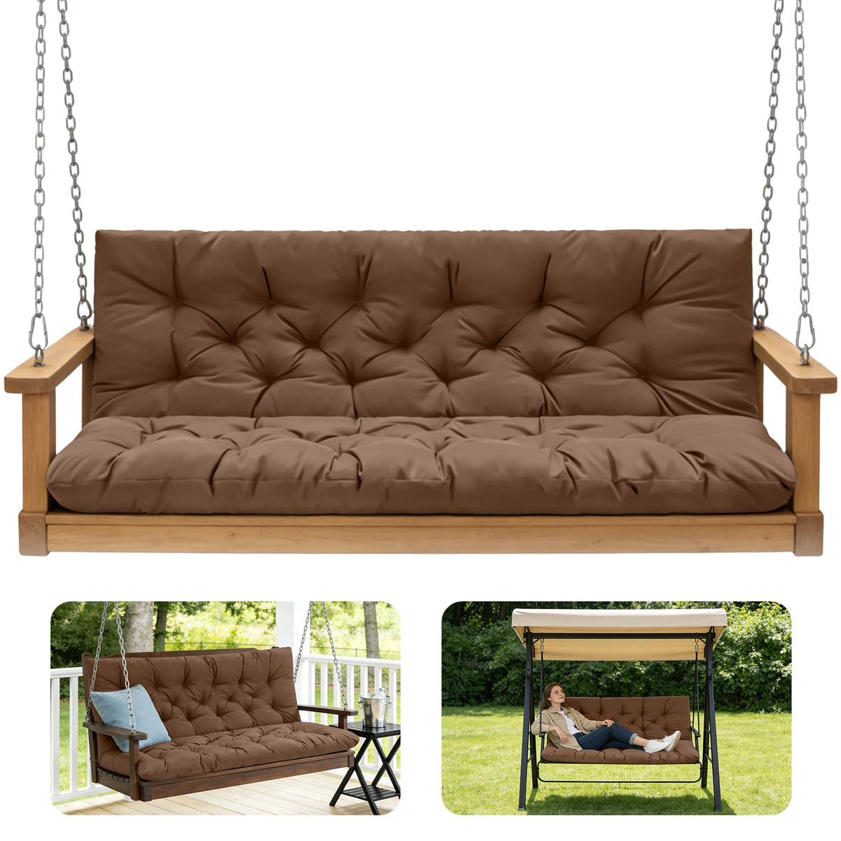 GPQAWER porch swing cushions 60x40 front view for outdoor comfort.