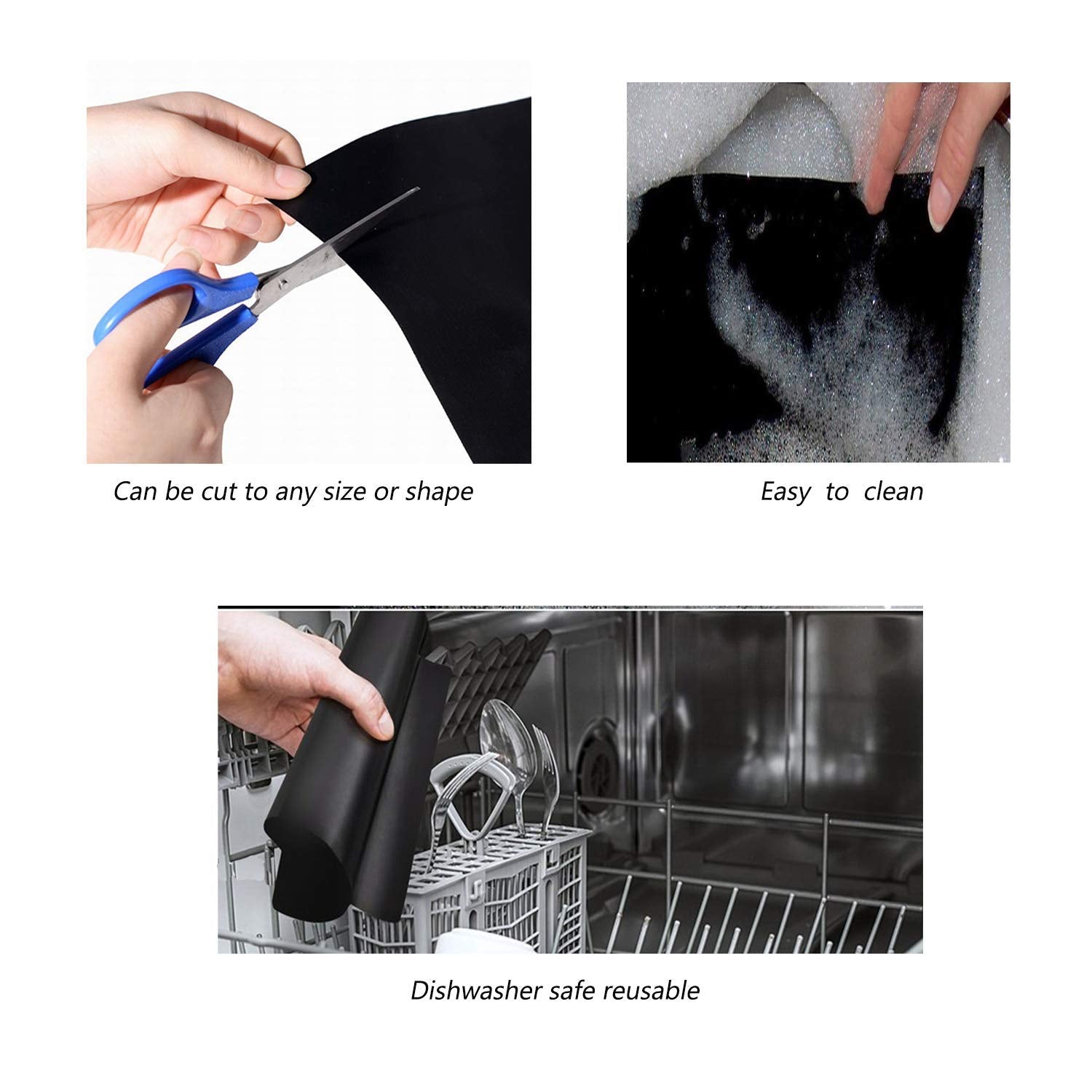 GQC easy-clean mat keeps grills and pans residue-free after cooking.