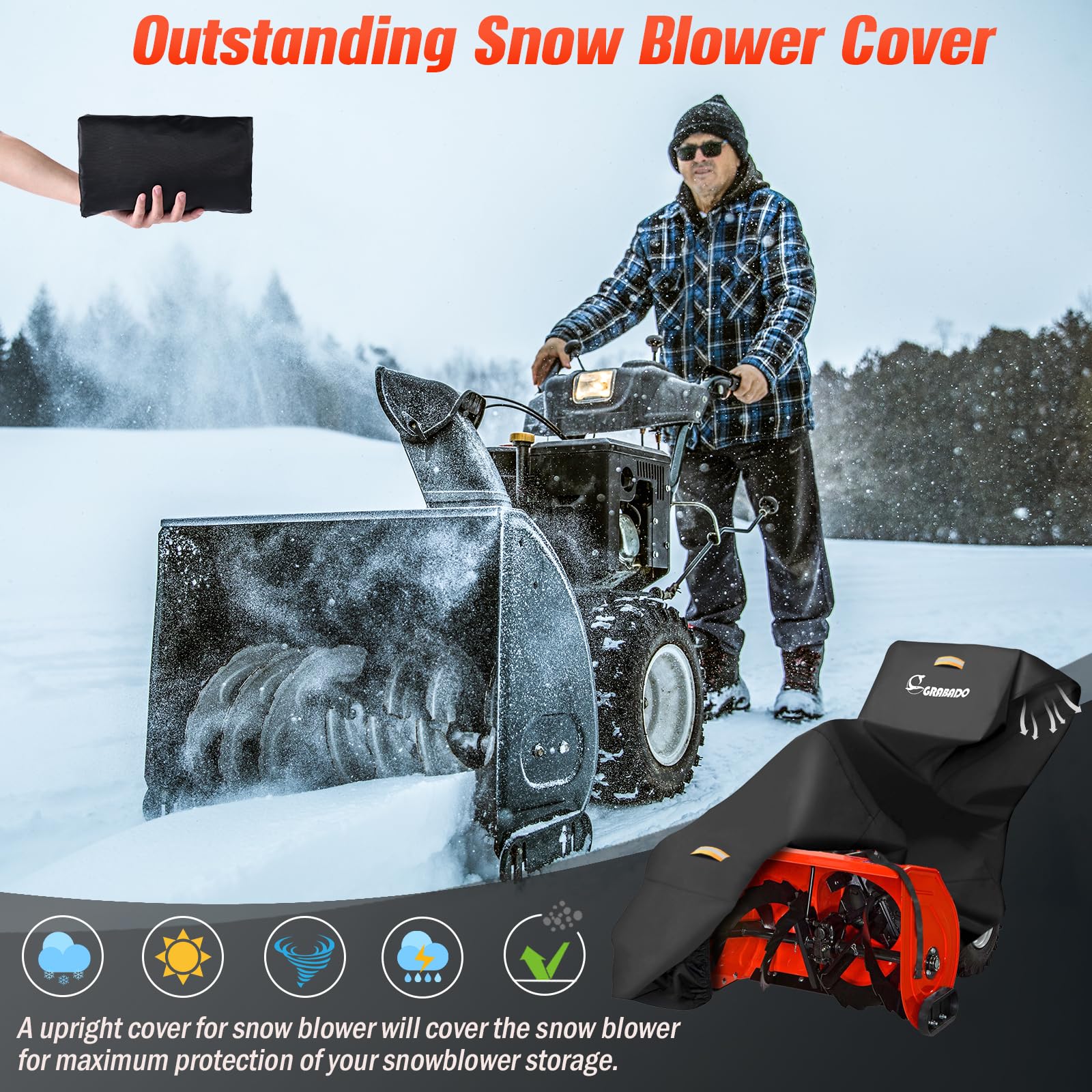 GRABADO snow blower cover air vent promotes airflow to prevent frost
