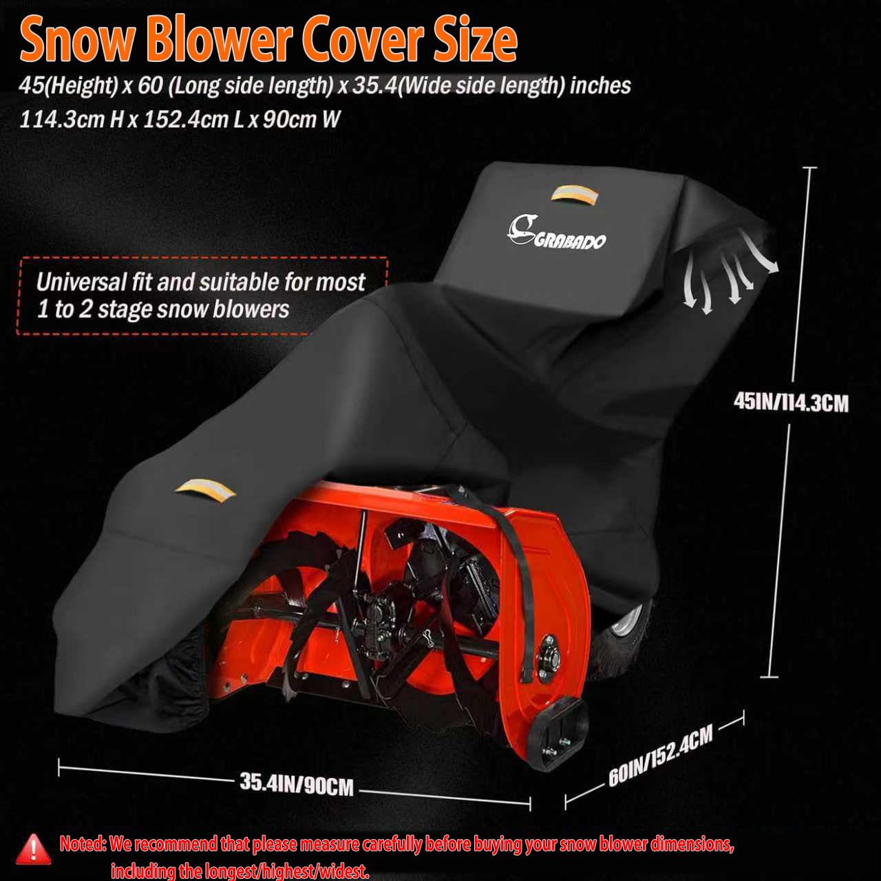 GRABADO snow blower cover reflective handles boost visibility at dusk