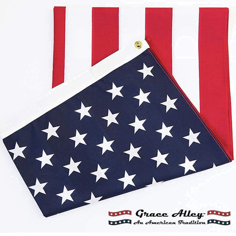 Grace Alley outdoor flag fluttering in wind with fade-resistant color