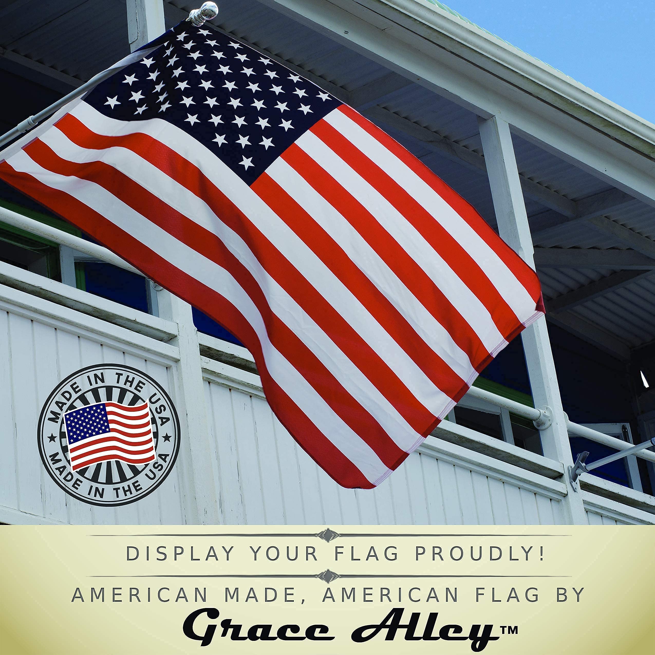 Grace Alley American flag premium blend fabric with brass grommets