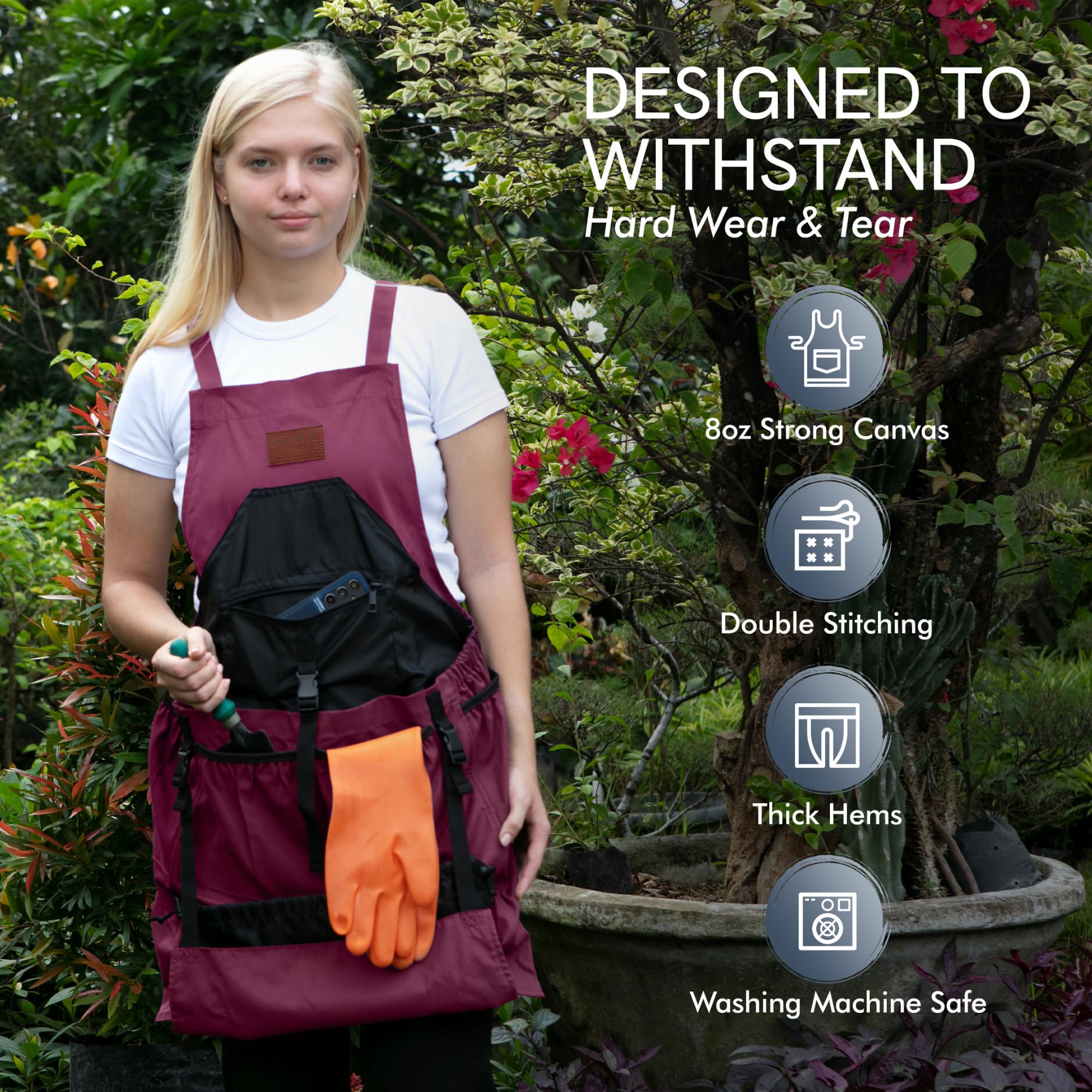 Grace and August durable canvas with double stitched seams for lasting use.