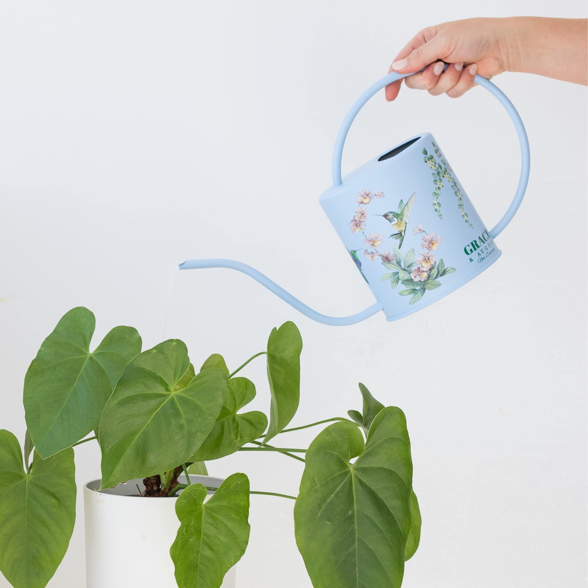 Grace and August rust-free metal construction ensures durable indoor use.