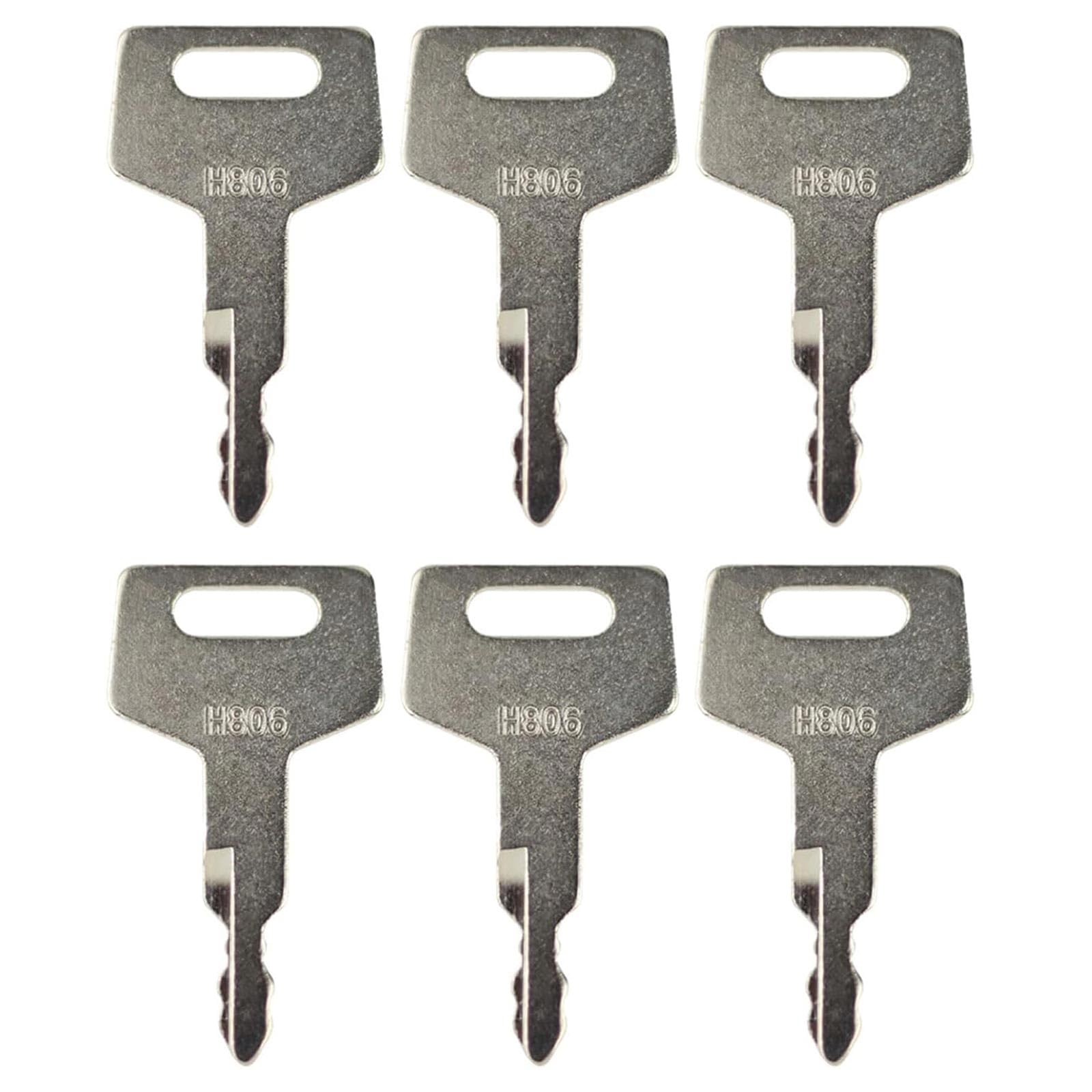 Gradora 6pc H806 ignition keys front view for quick machine access.