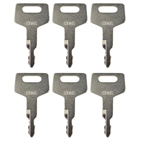 Gradora 6pc H806 ignition keys front view for quick machine access.
