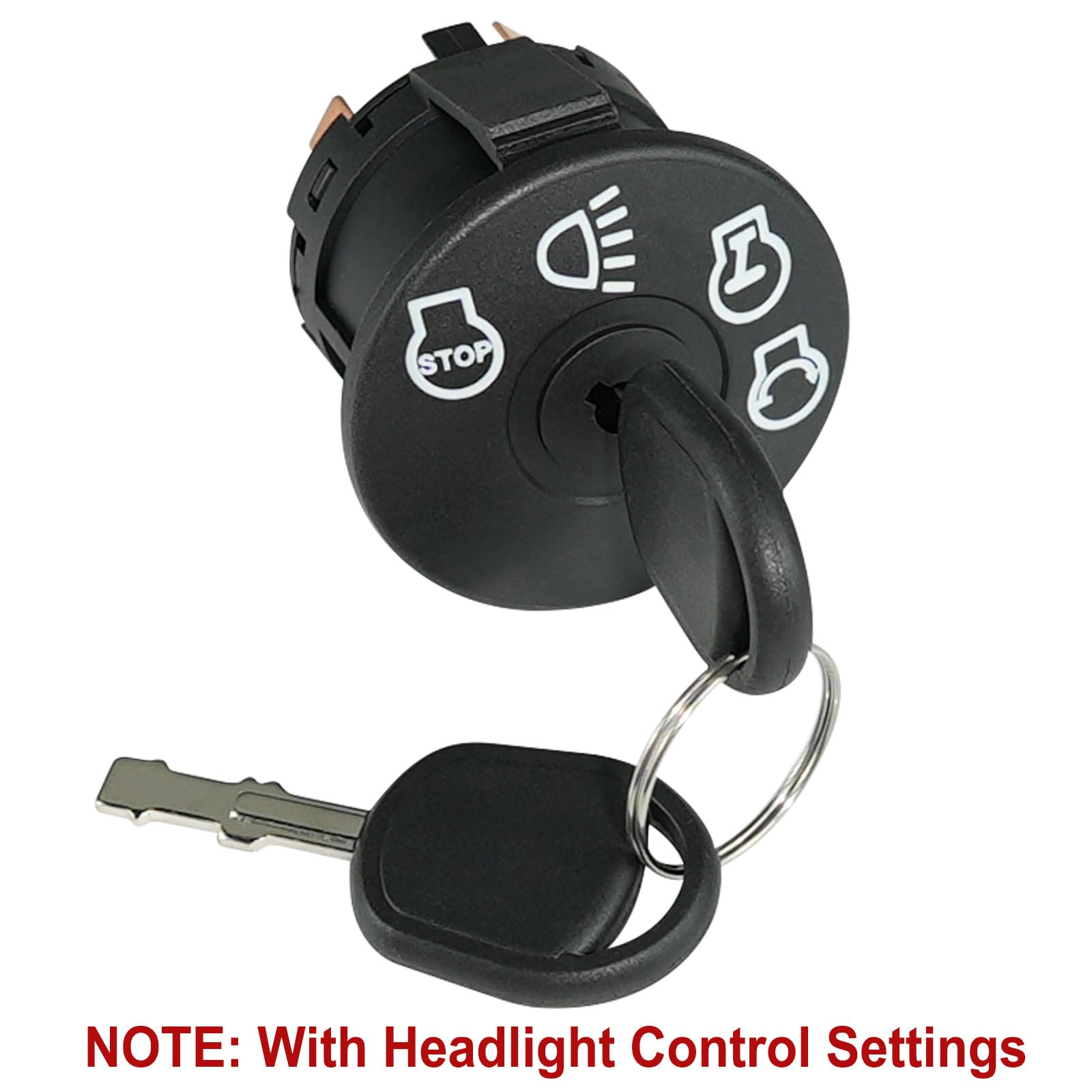 Gradora ignition switch with headlight control setting for safer mowing