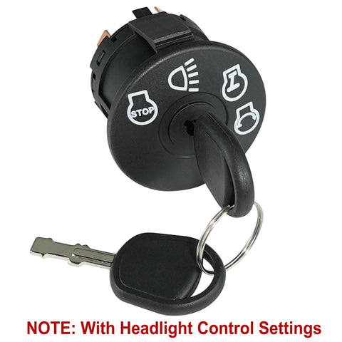 Gradora ignition switch with headlight control setting for safer mowing