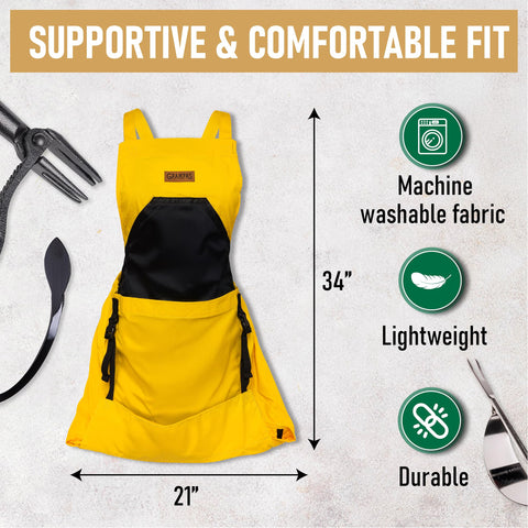 Grampa's Garden Apron adjustable cross-back straps distribute weight.
