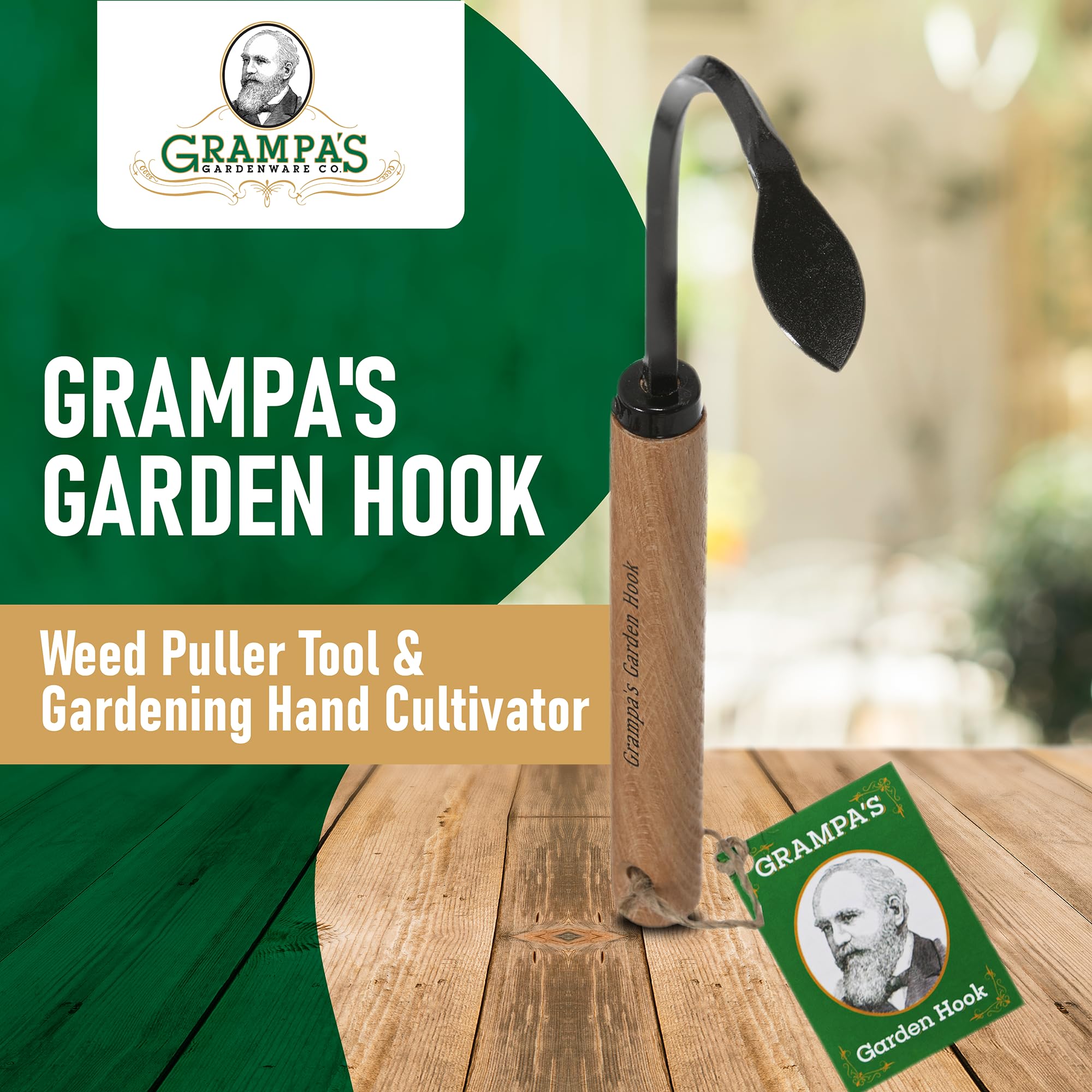 Grampa's Garden Hook digging head breaking through soil for planting