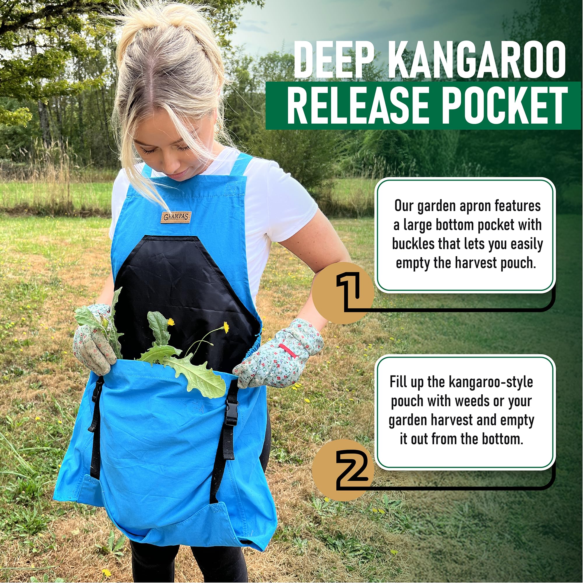 Grampa's Weeder durable cotton canvas apron stands up to daily garden tasks.