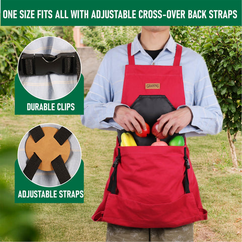 Grampa's Weeder large front pouch simplifies harvesting and sorting.