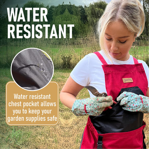 Grampa's Weeder waterproof chest pocket keeps phones and tools dry.