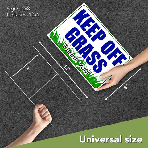 Granatan double-sided keep-off-grass sign enhances visibility from two directions.