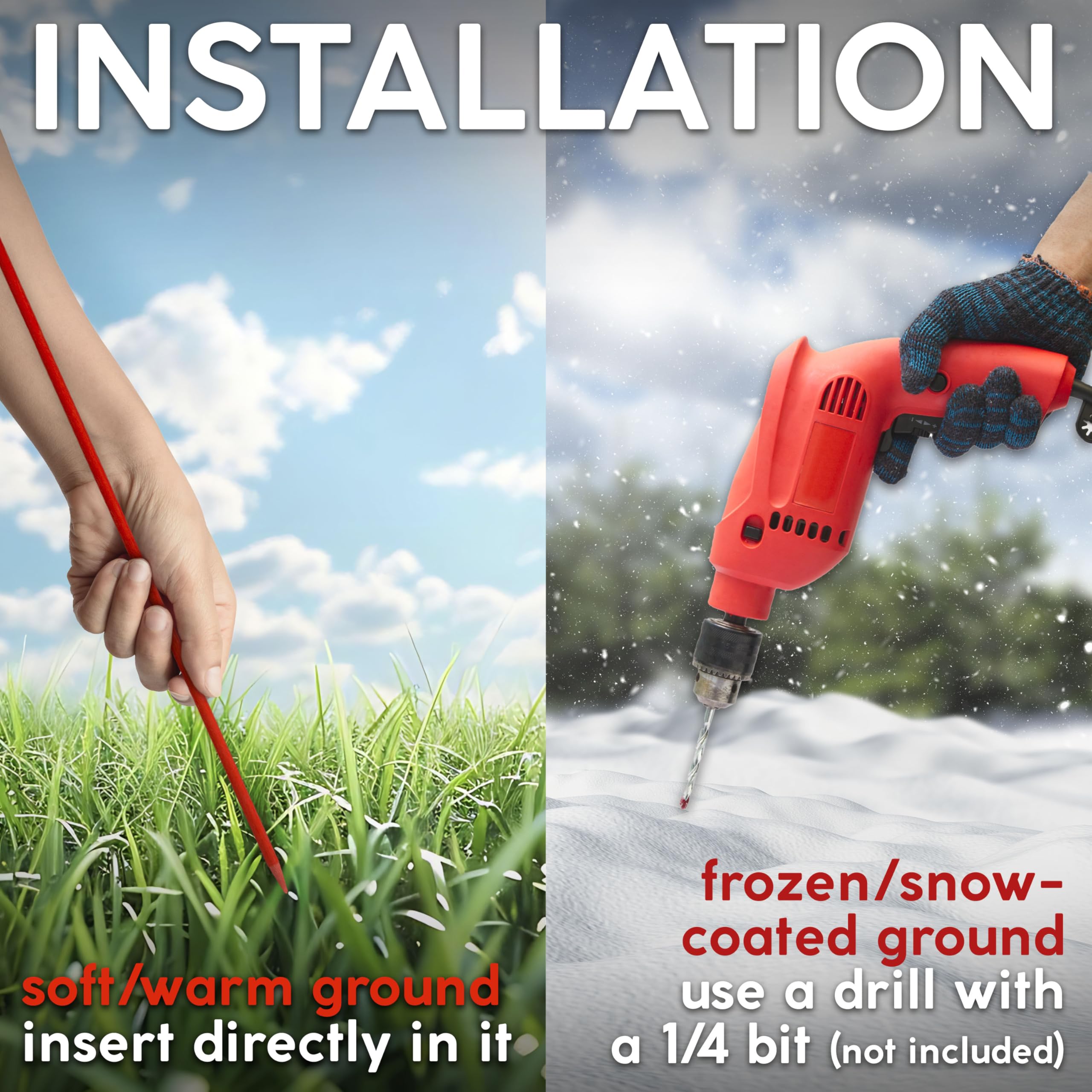 Grantan ground-point tip enables quick installation into soil or gravel