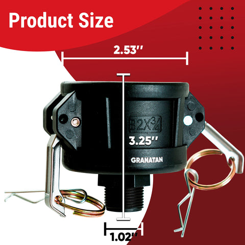 Granatan IBC tote hose adapter in PP resists corrosion for durable transfers.