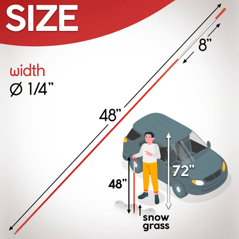 Grantan orange driveway stakes with reflective strips improve visibility in rain and snow