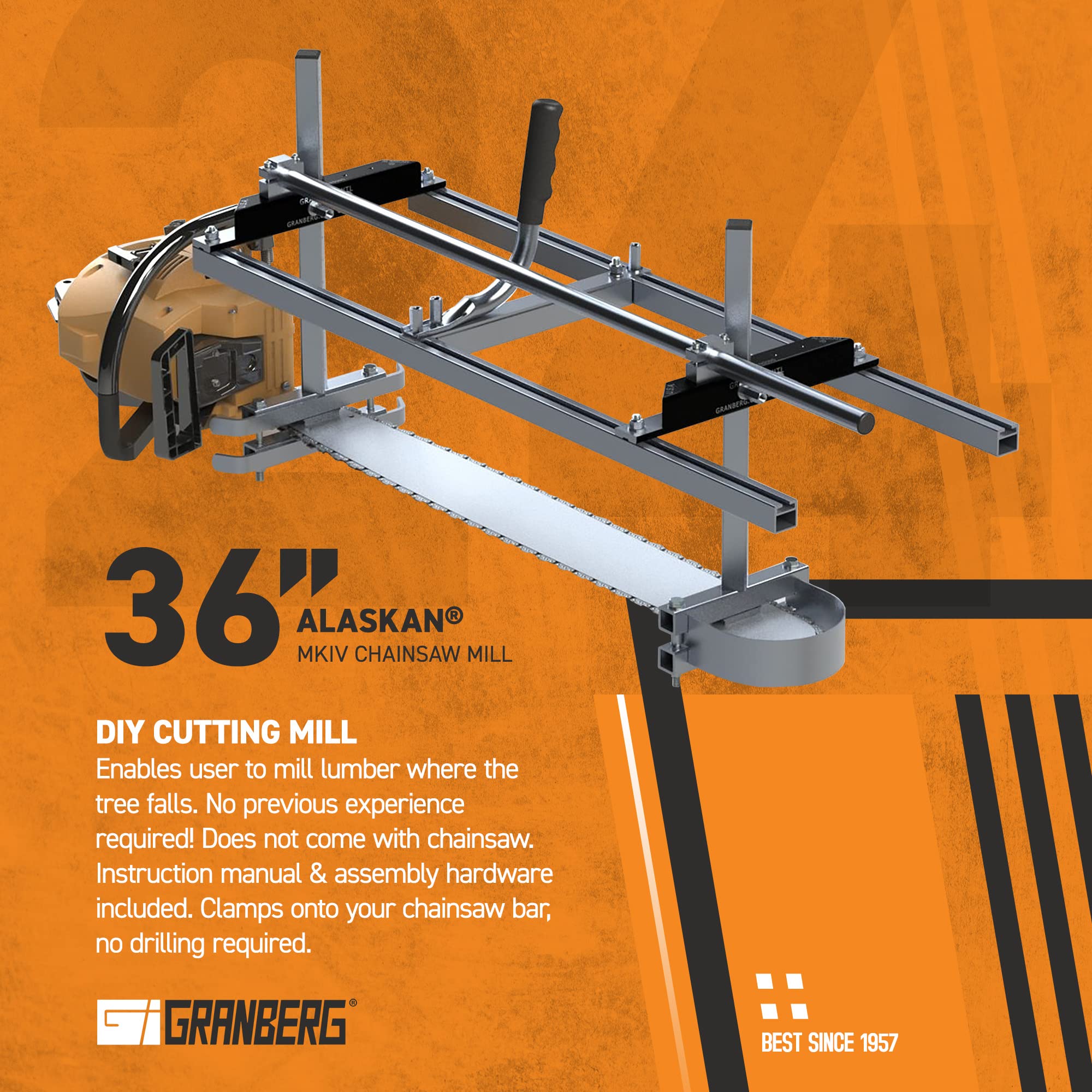 Granberg MKIV clamps securely to the bar for easy setup.