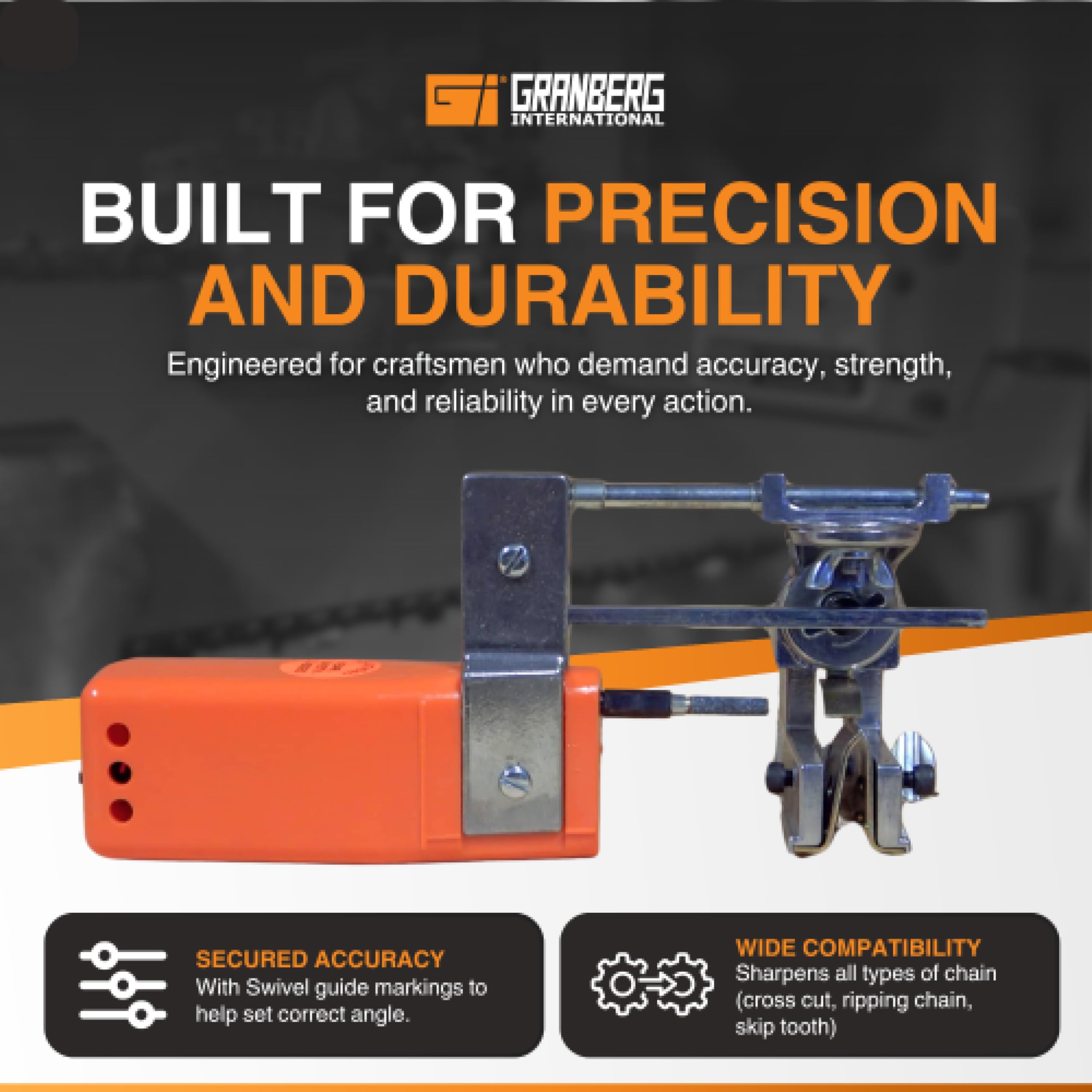 Granberg G1012XT sharpening stones in 5-32, 3-16, 7-32 sizes for versatile chains.