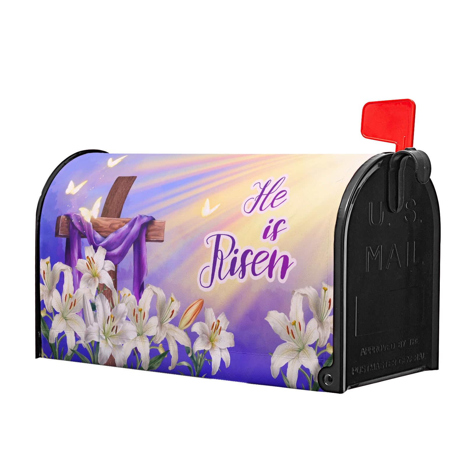 Granbey Easter mailbox cover with floral design and magnetic ends for secure hold