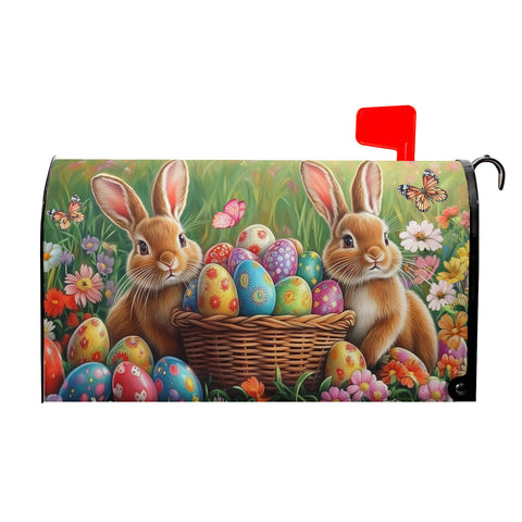 Granbey Easter mailbox cover featuring a welcoming bunny enhances curb appeal.