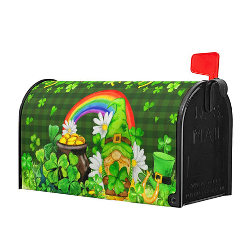 Granbey buffalo plaid good luck leaf rainbow pattern adds festive curb appeal.