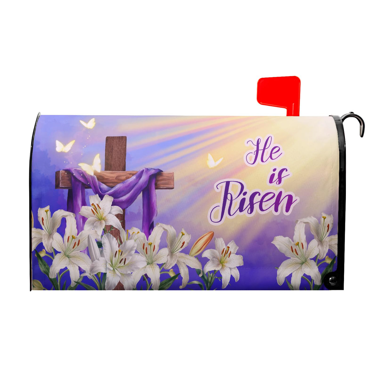 Granbey He is Risen Easter mailbox cover with floral design for outdoor curb appeal