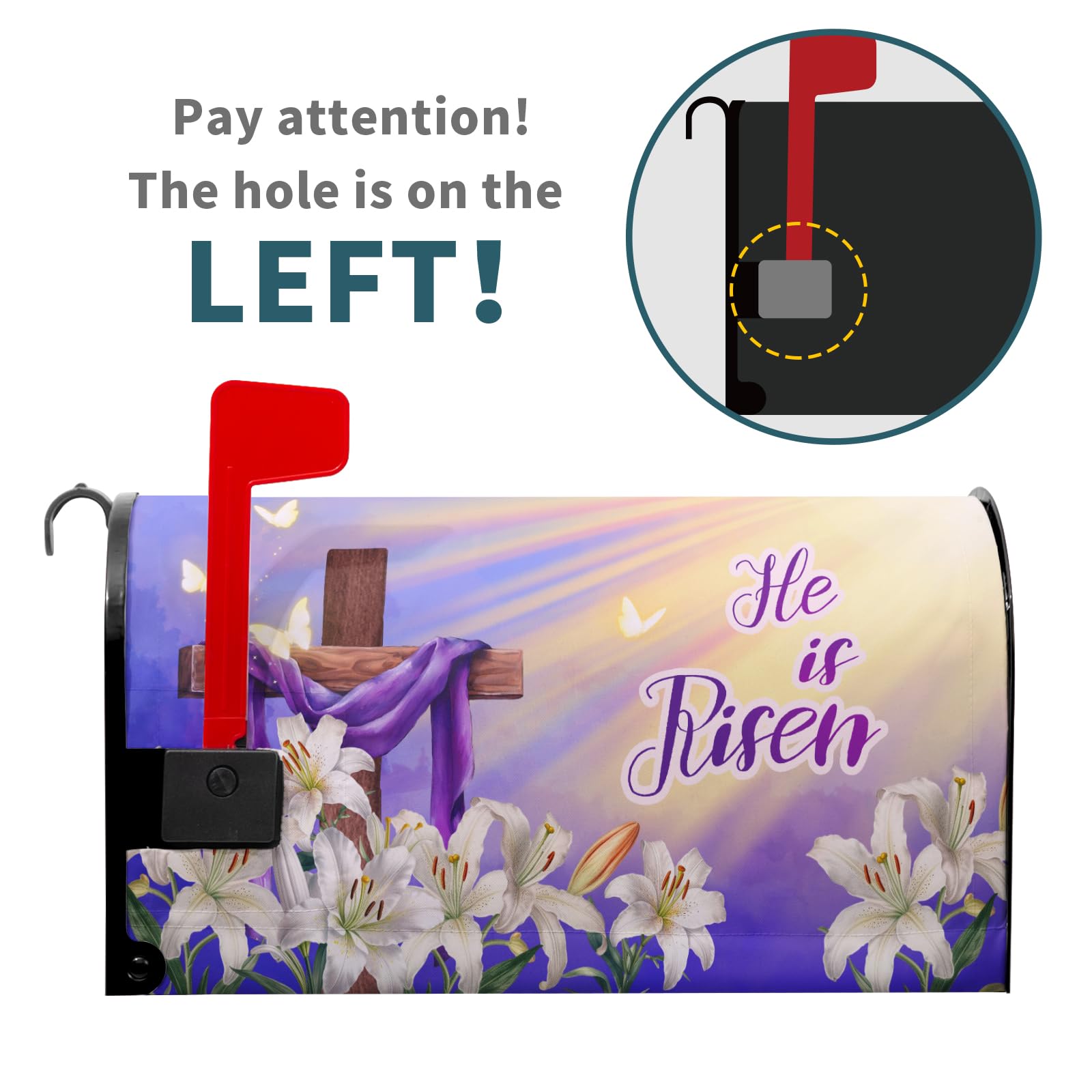 Granbey He is Risen Easter mailbox cover 25.5x21 inch large size, weatherproof and fade resistant