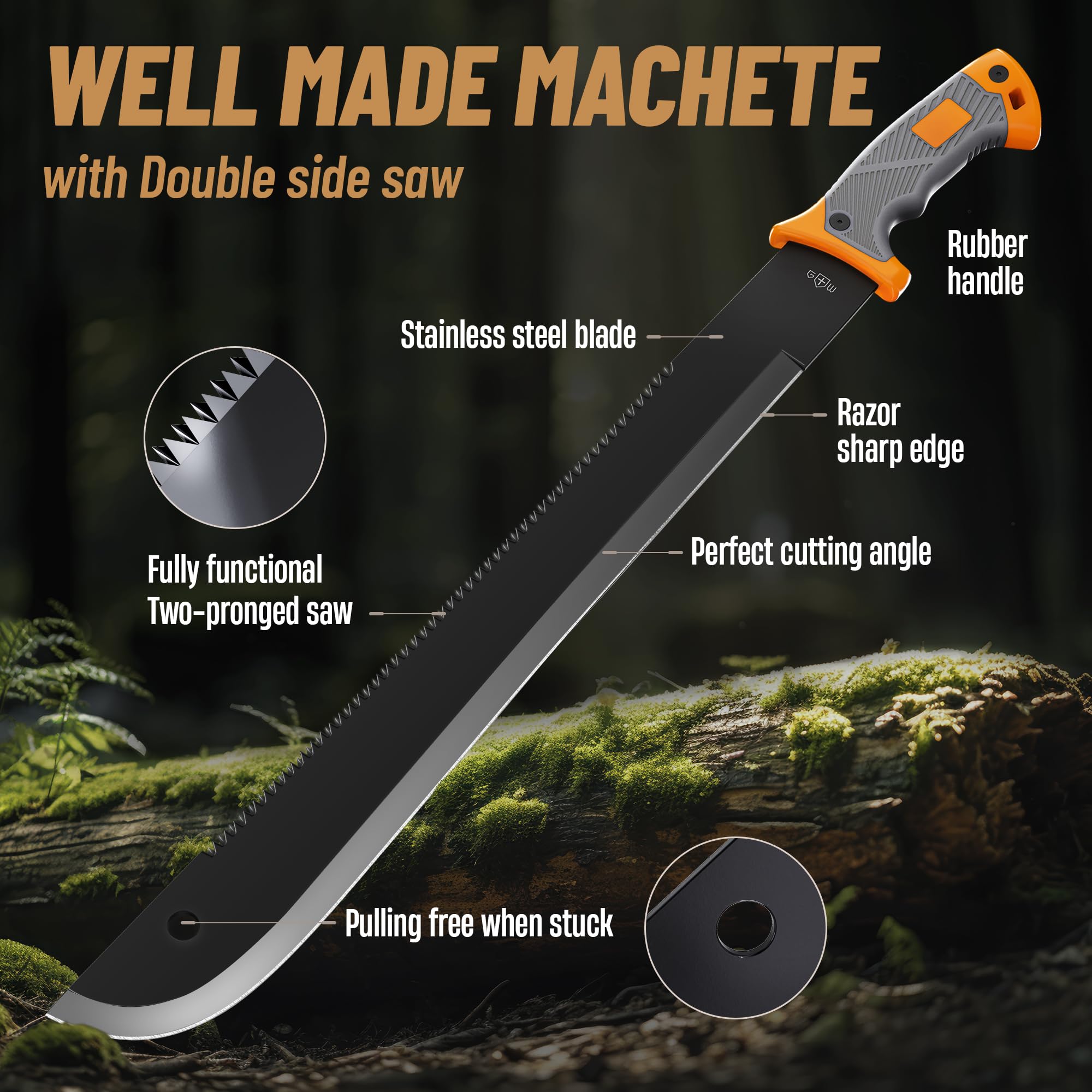 Grand Way ergonomic non-slip handle: comfortable grip during extended yard work.