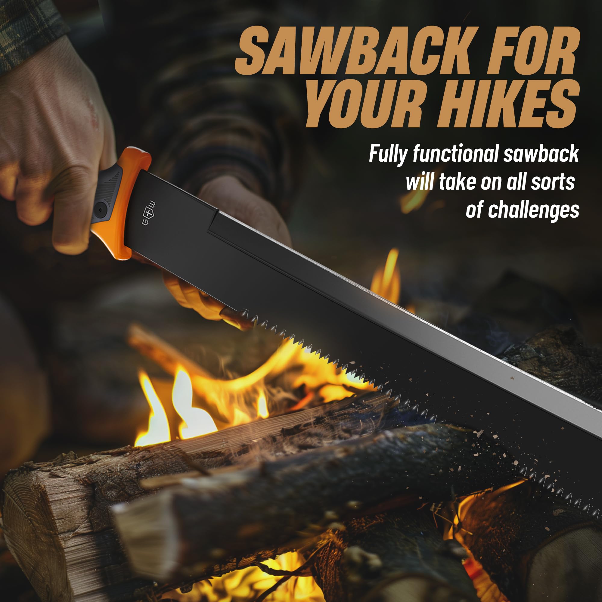 Grand Way multi-use machete: rugged outdoor performance for camping and gardening.