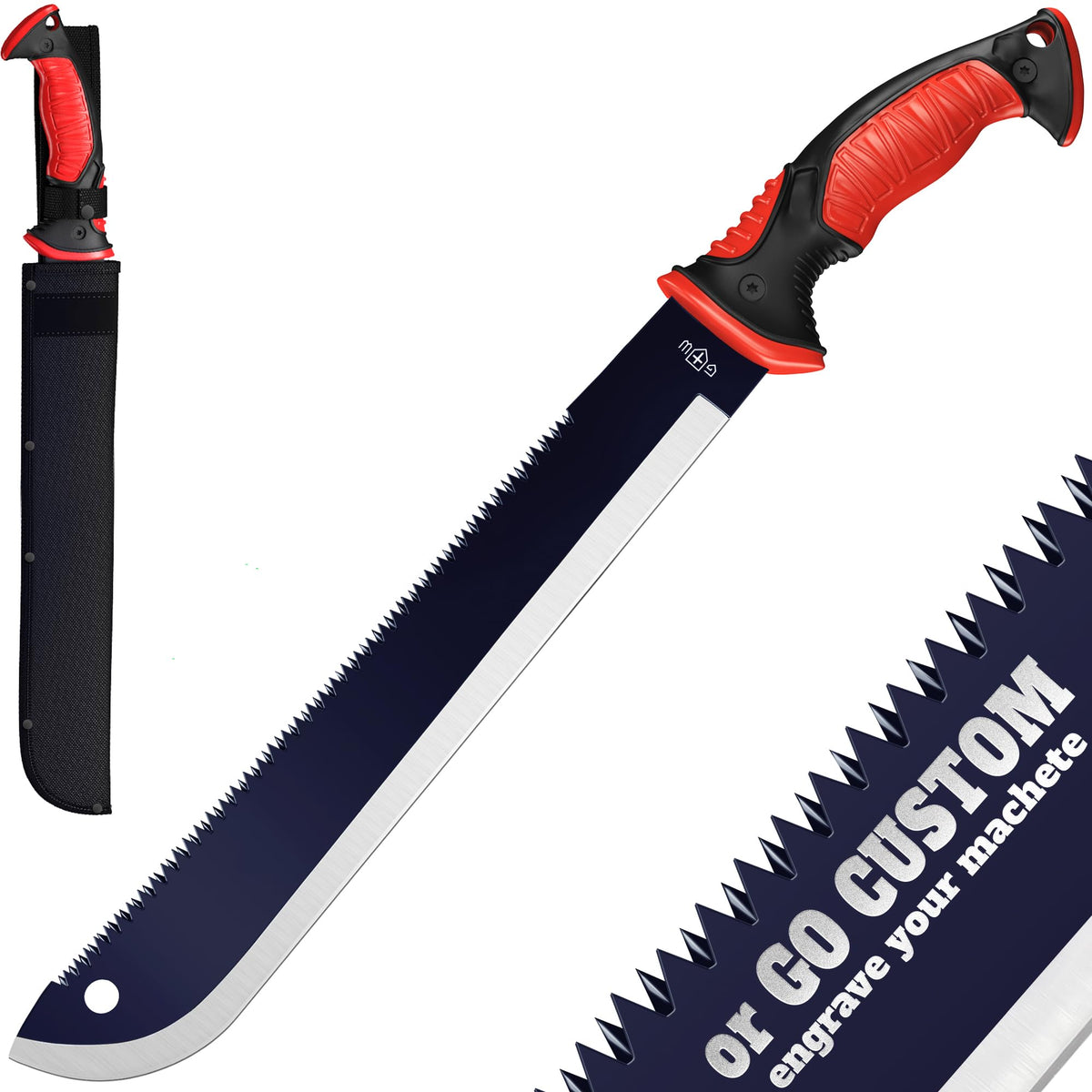 Grand Way machete with saw blade for versatile outdoor cutting and trimming.