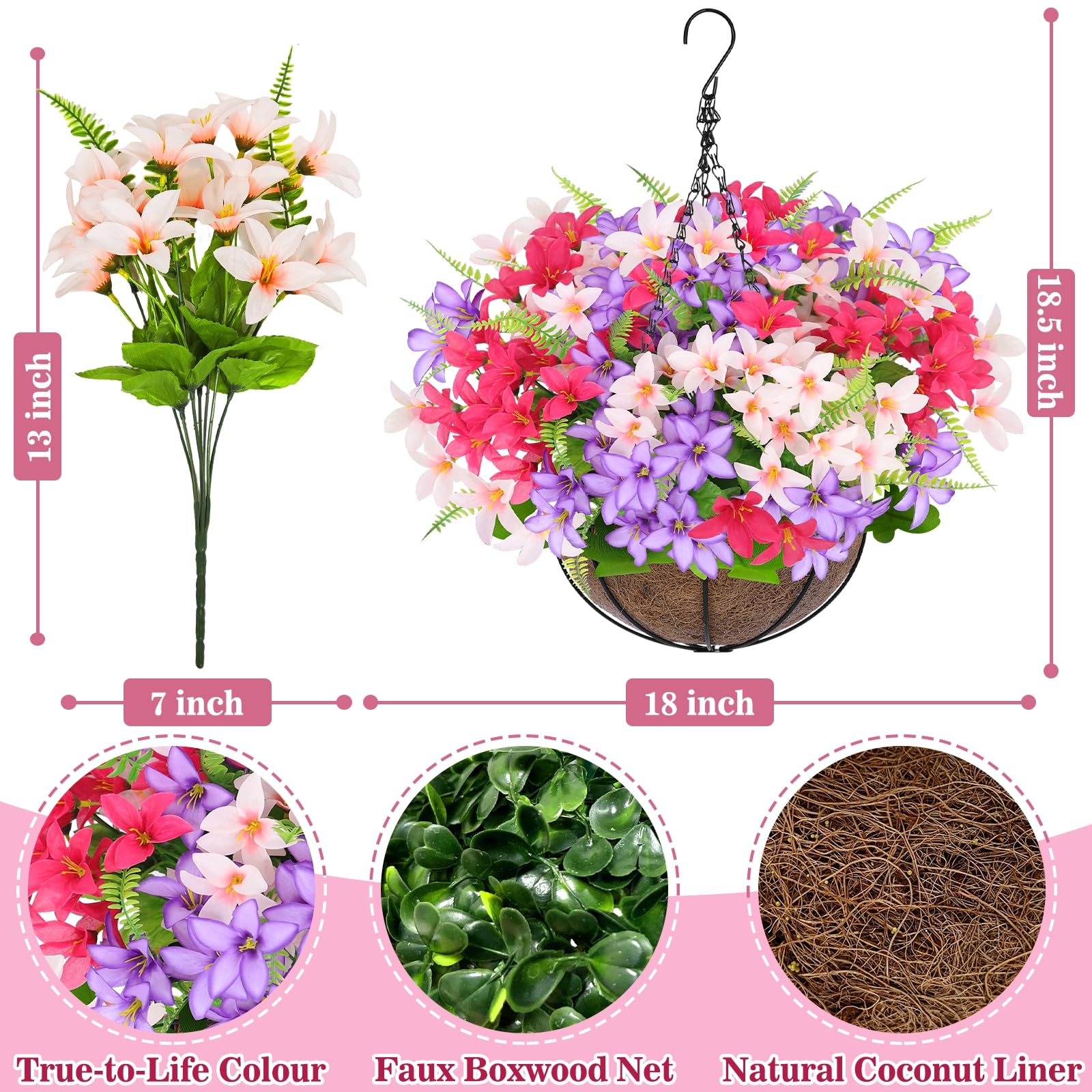 Grandeal artificial hanging plants with purple hyacinth offer year round decor that stays fresh