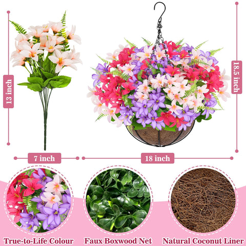 Grandeal artificial hanging plants with purple hyacinth offer year round decor that stays fresh